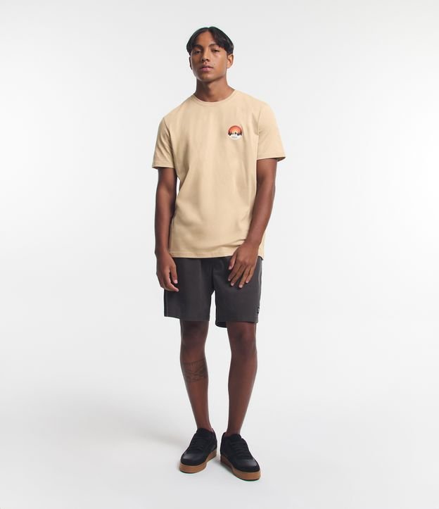 Camiseta Comfort em Algodão Peruano com Estampa Círculo Frente e Costas