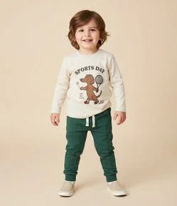 Calça Moletom Infantill com Recortes Laterais - Tam 1 a 5 anos
