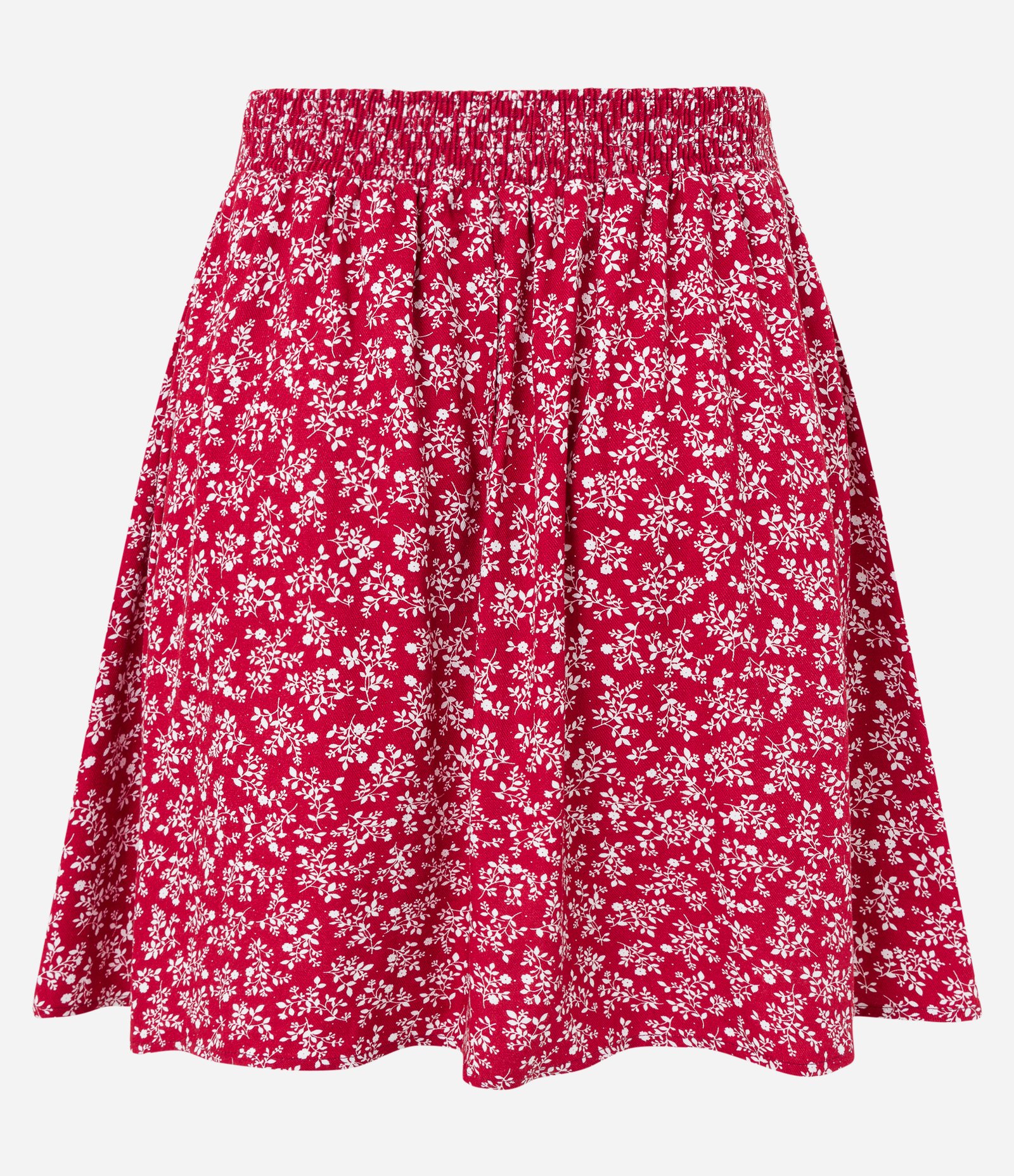 Saia Curta em Viscose com Estampa Floral Liberty e Pregas Vermelho 7