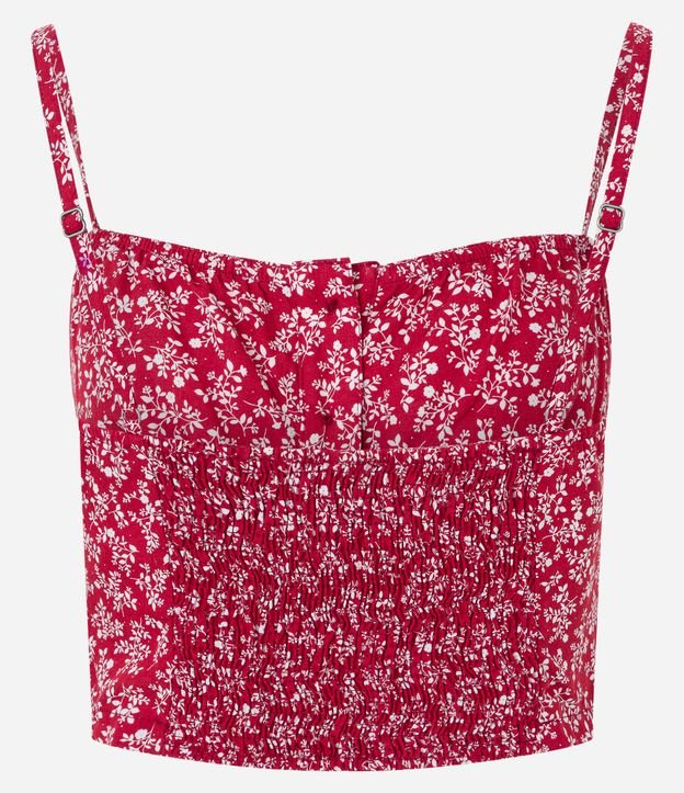 Blusa Cropped de Alça em Viscose com Flores Liberty Estampadas Vermelho 7
