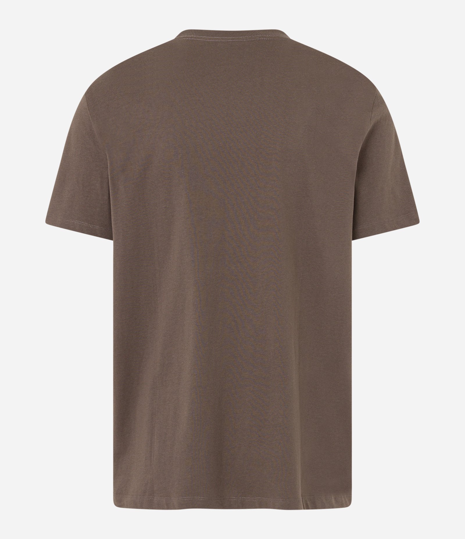 Camiseta Comfort Básica em Malhão com Etiqueta na Manga Marrom 5