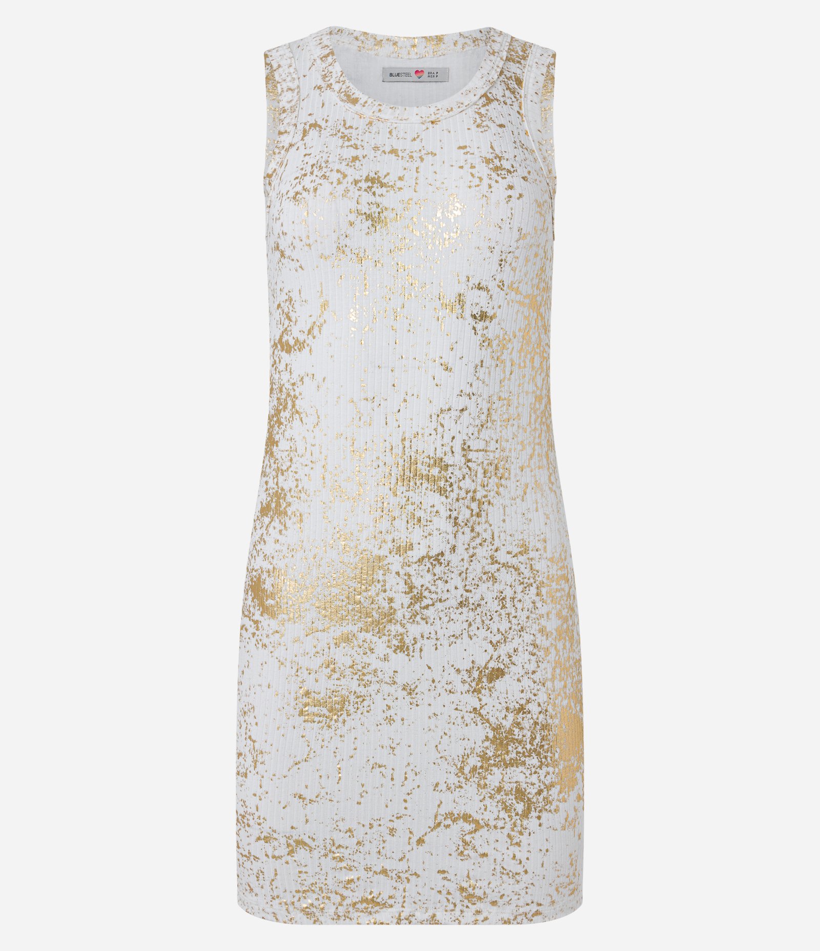 Vestido Curto em Ribana com Efeito Metalizado Foil Branco 5