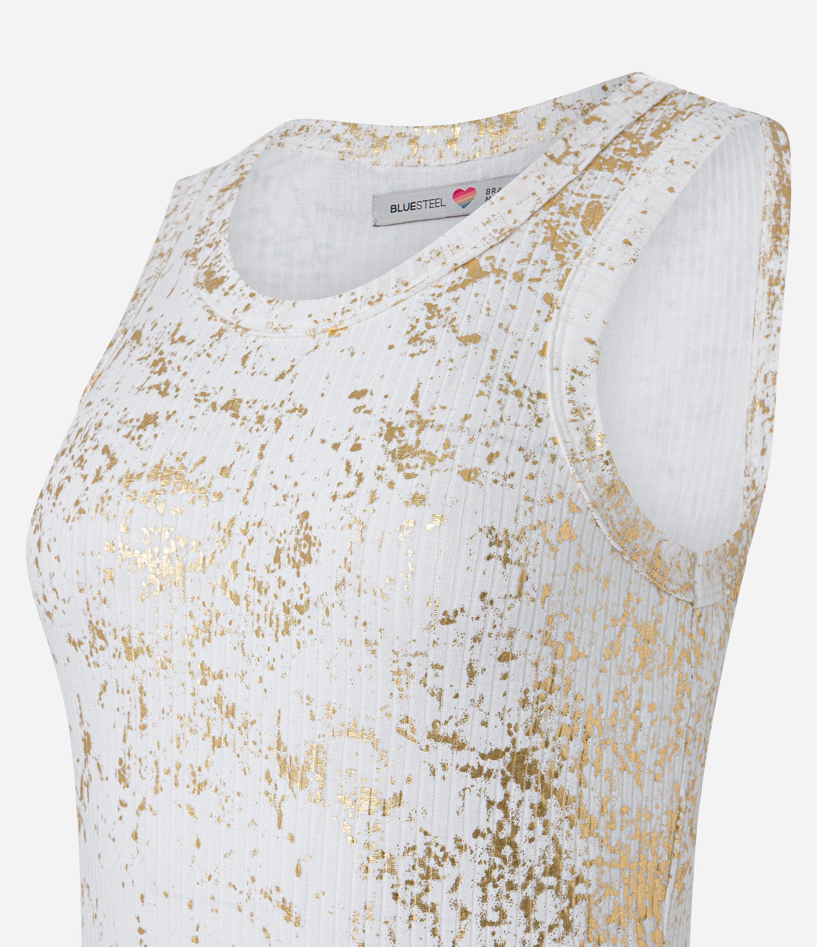 Vestido Curto em Ribana com Efeito Metalizado Foil Branco 6