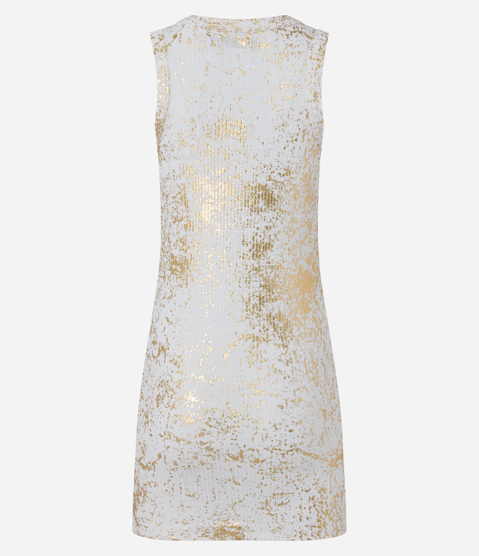 Vestido Curto em Ribana com Efeito Metalizado Foil Branco 7