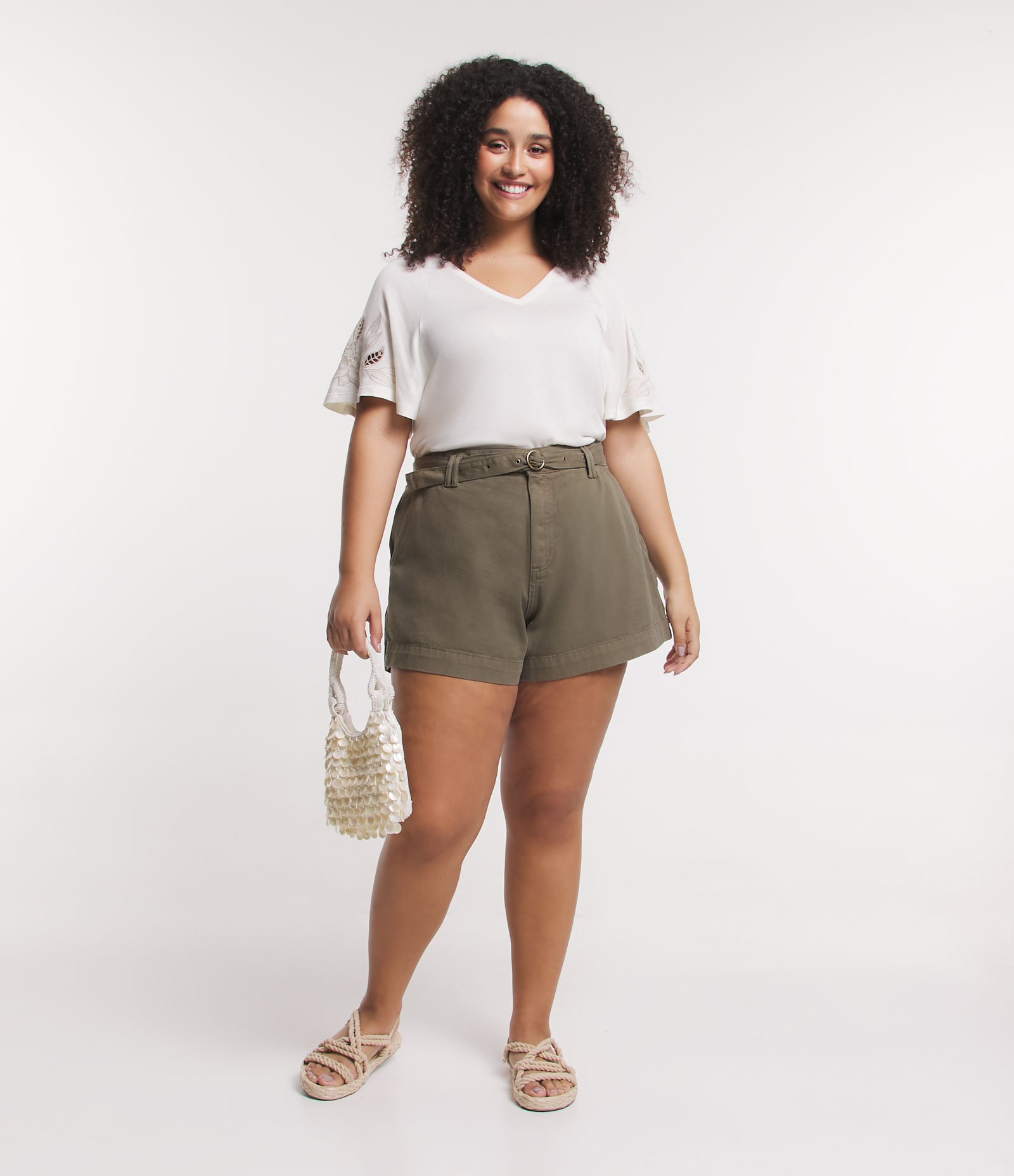 Blusa em Tricô com Flor Bordada na Manga Ampla Curve & Plus Size Off White 2