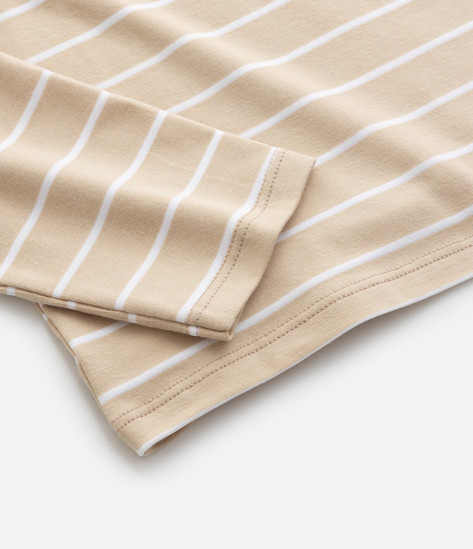 Camiseta Infantil Manga Longa com Estampa Listrada - Tam 5 a 14 anos Bege 4