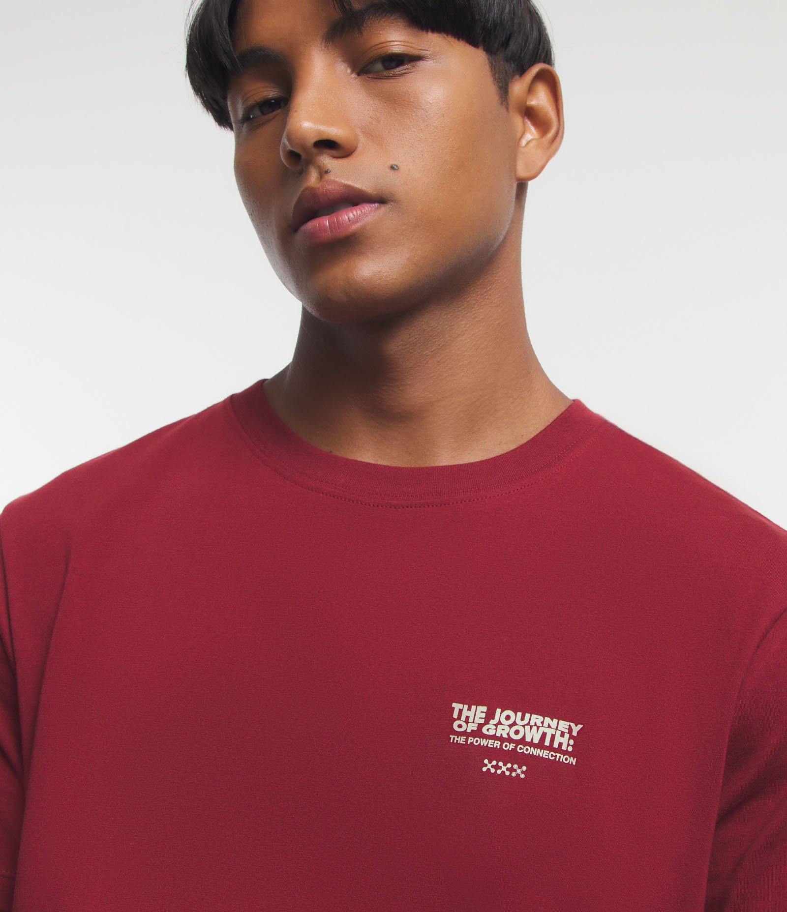 Camiseta Comfort em Meia Malha com Estampa The Journey of Growth Vermelho 4
