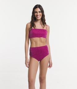 Top Faixa com Fio Metalizado e Alças Finas