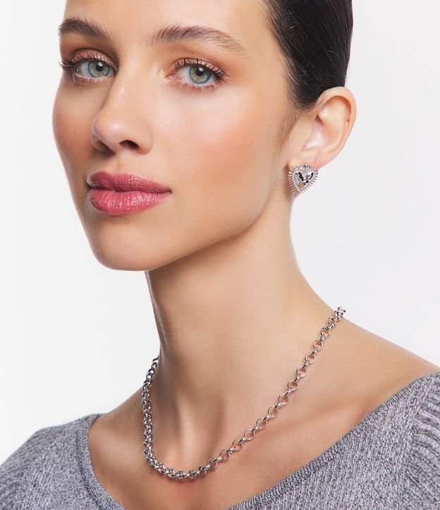 Conjunto Colar e Brinco em Formato de Coração Mexicano