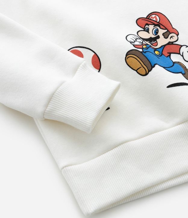 Blusão Canguru Infantil em Moletom com Estampa do Mario Bros - Tam 3 a 10 anos Bege 6