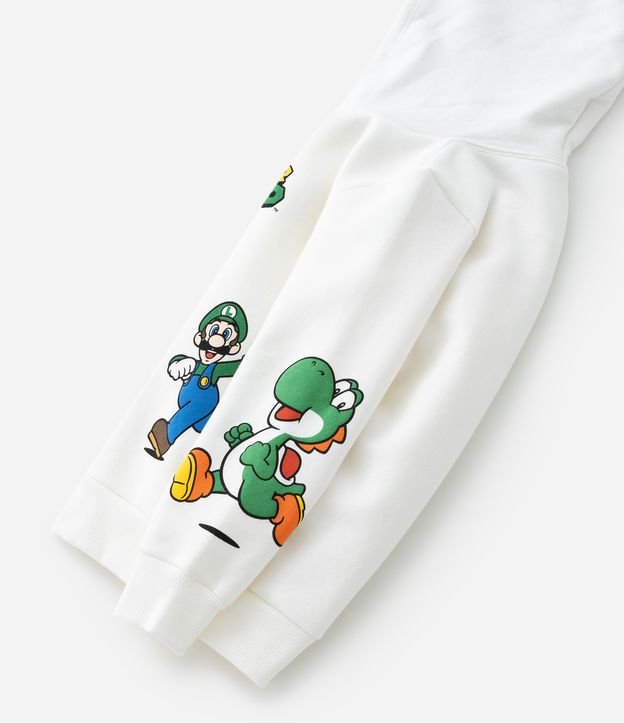Blusão Canguru Infantil em Moletom com Estampa do Mario Bros - Tam 3 a 10 anos Bege 7