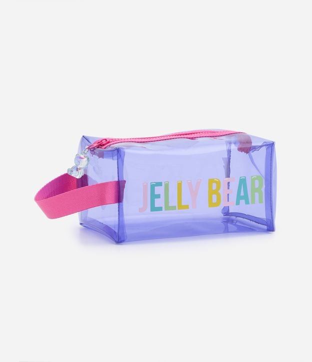Nécessaire Tijolo Transparente com Alça e Urso no Zíper