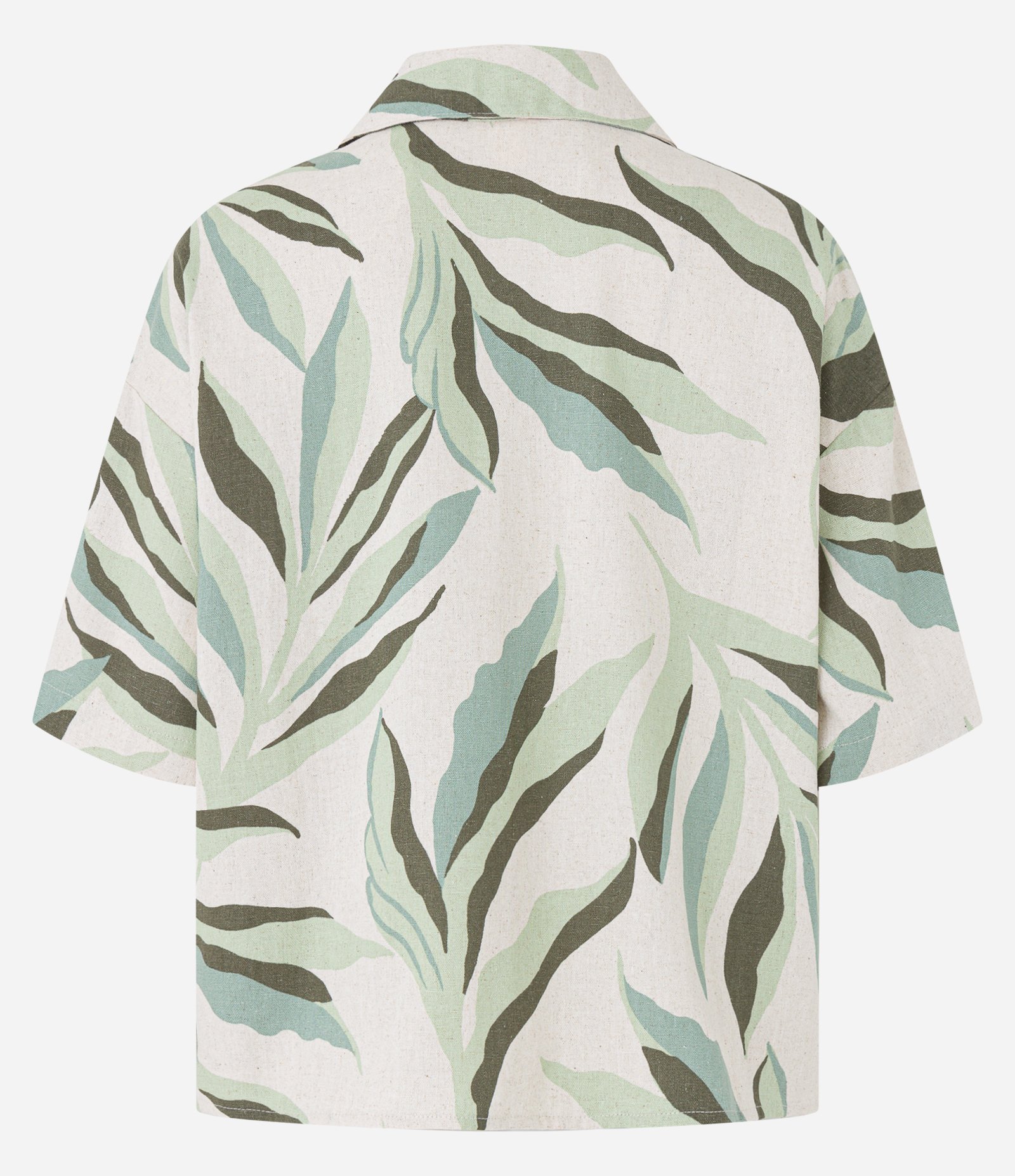 Camisa em Viscolinho com Estampa Folhagens Off White 6