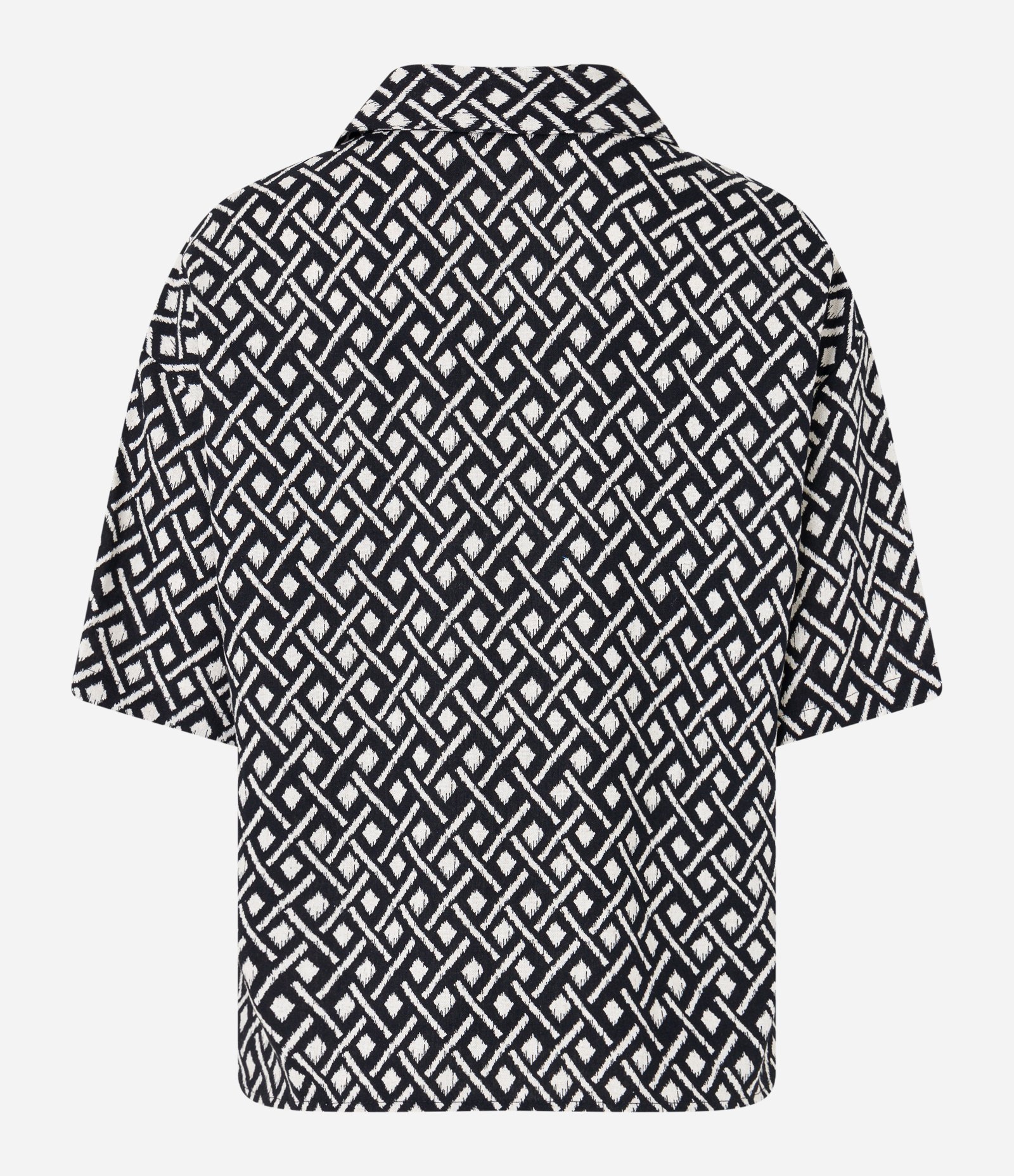 Camisa em Viscolinho com Estampa Geométrica com Botões Frontais Preto 6
