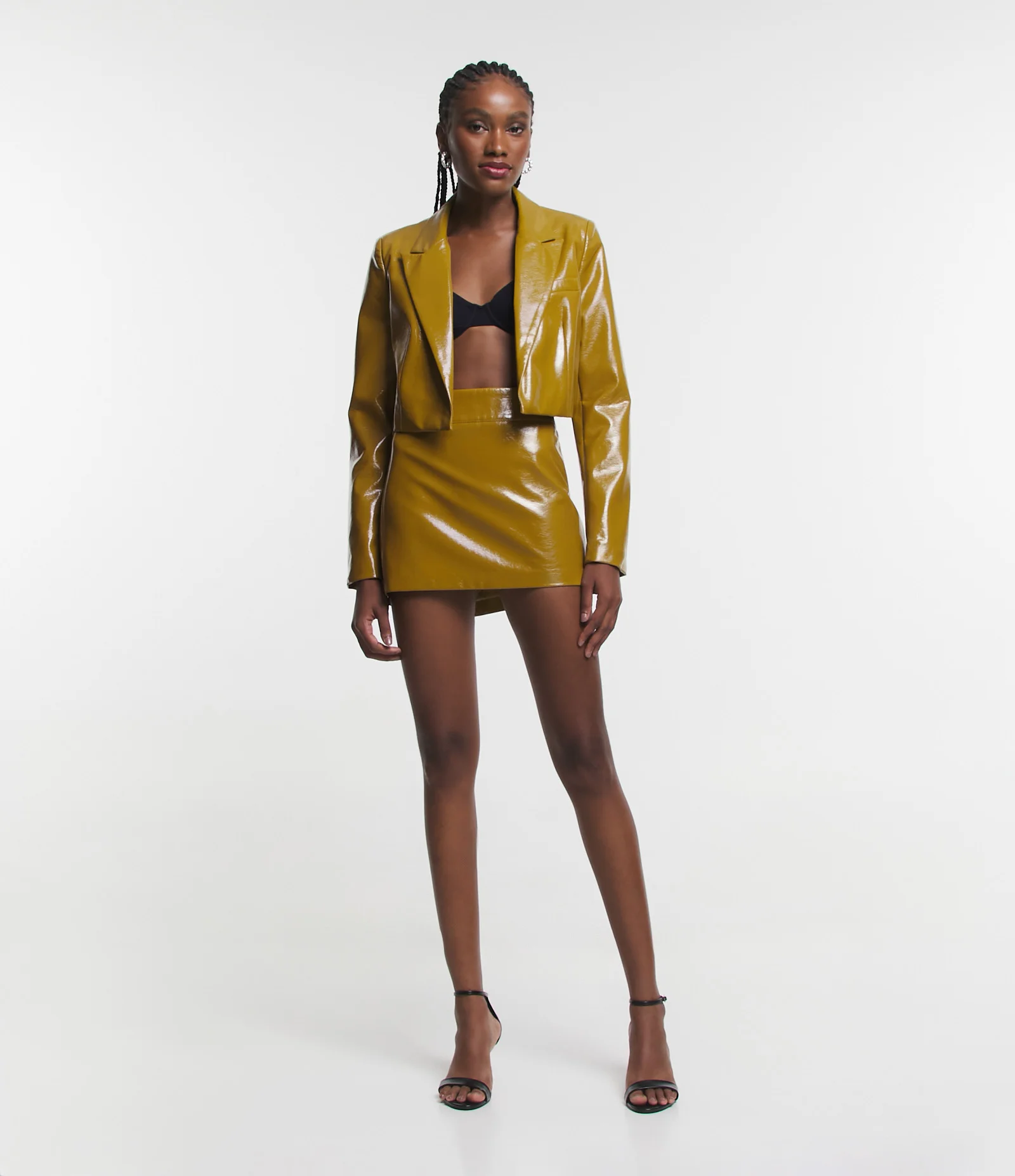 Mini Saia em Vinil com Zíper Lateral Amarelo 1