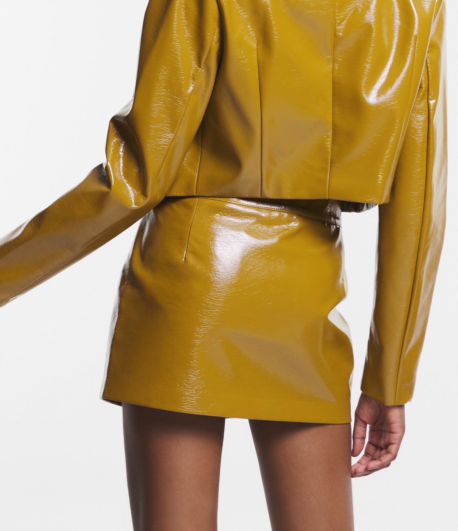 Mini Saia em Vinil com Zíper Lateral Amarelo 3