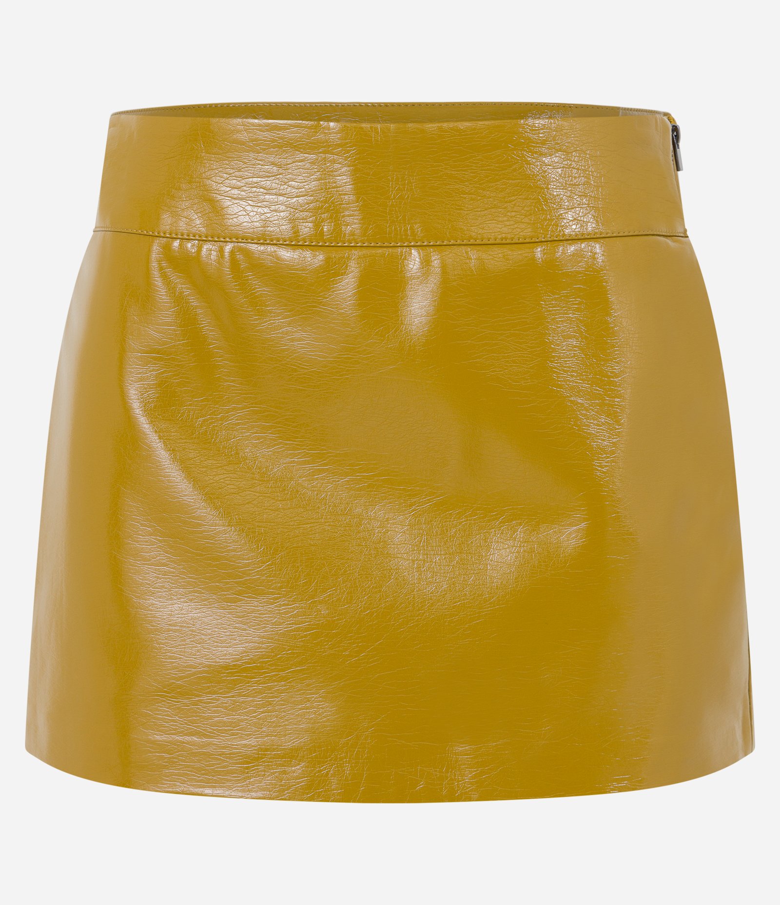 Mini Saia em Vinil com Zíper Lateral Amarelo 5