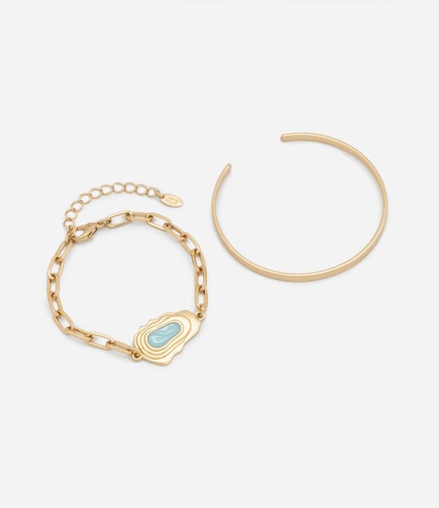 Kit 02 Pulseiras Variadas com Detalhe em Resina