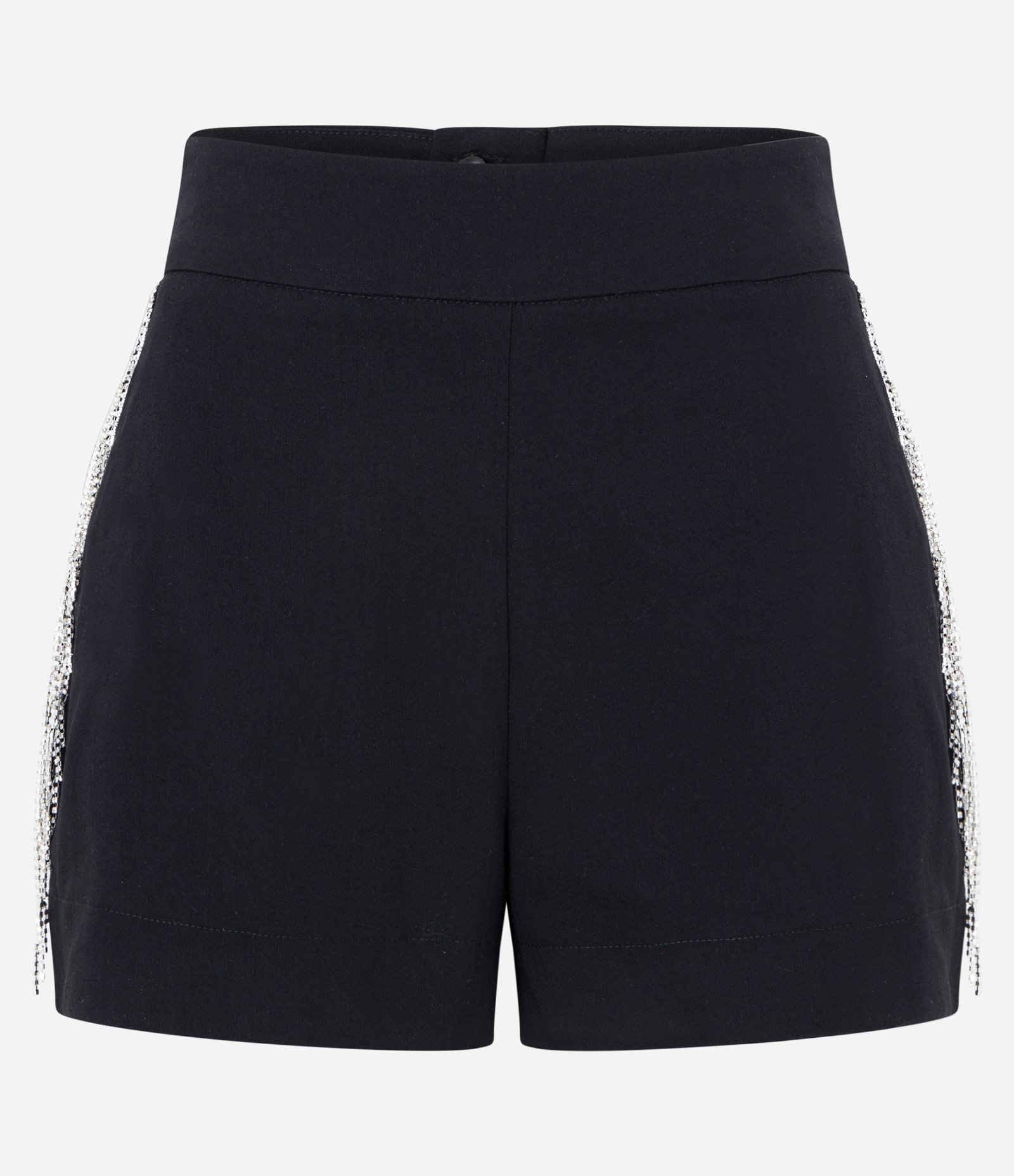 Short em Bengaline com Franjas de Strass na Lateral Preto 5