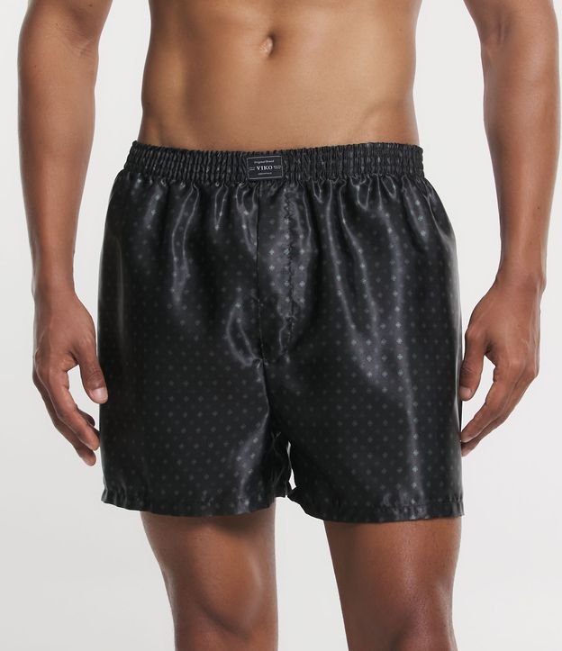 Cueca Samba Canção Acetinada com Estampa de Flocos
