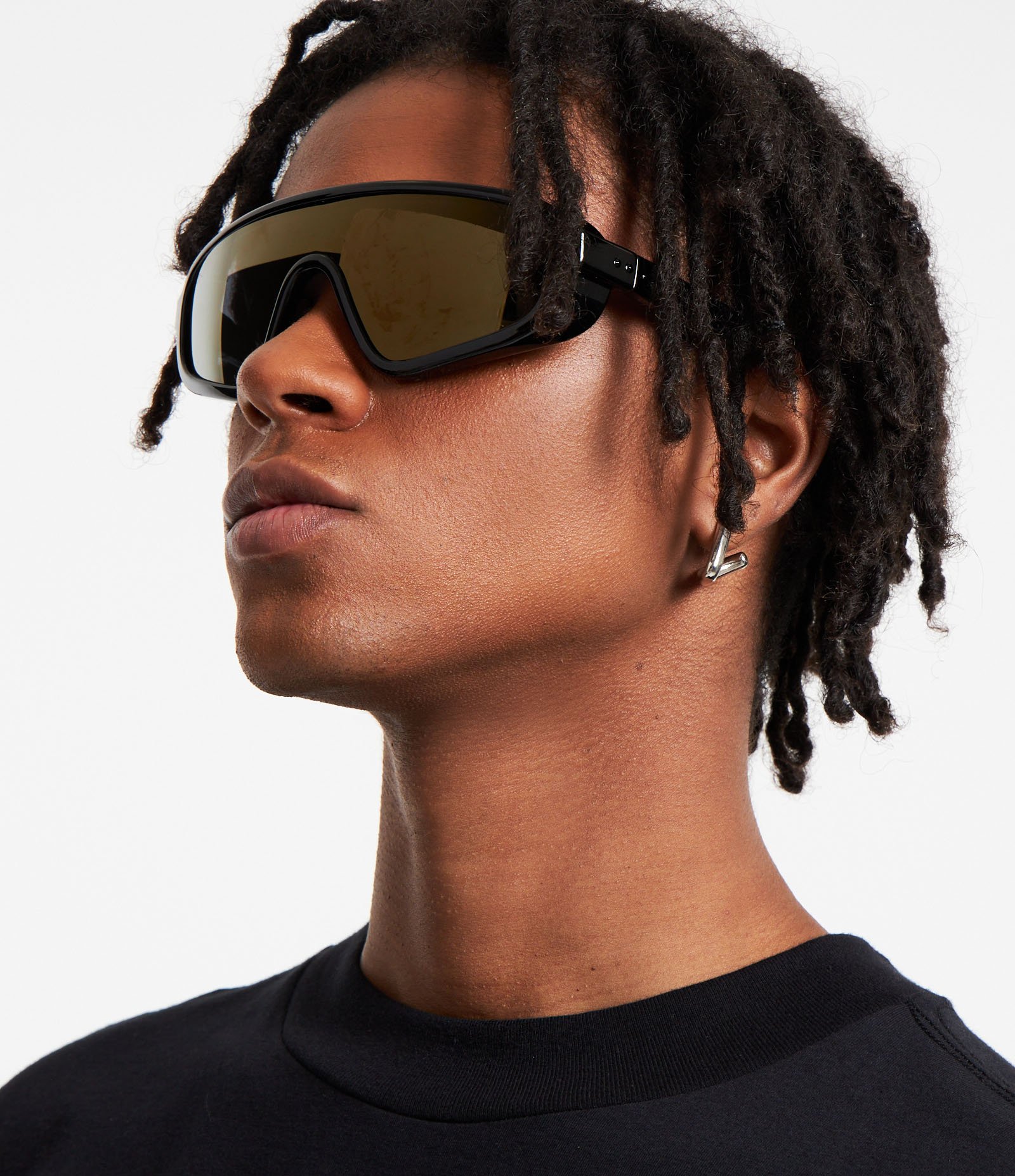 Óculos de Sol Máscara com Lente Espelhada Preto 4