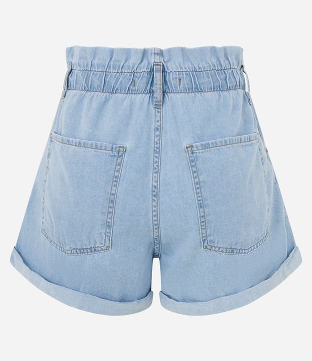 Short Baggy Jeans com Cós Elástico e Dois Botões Azul 6