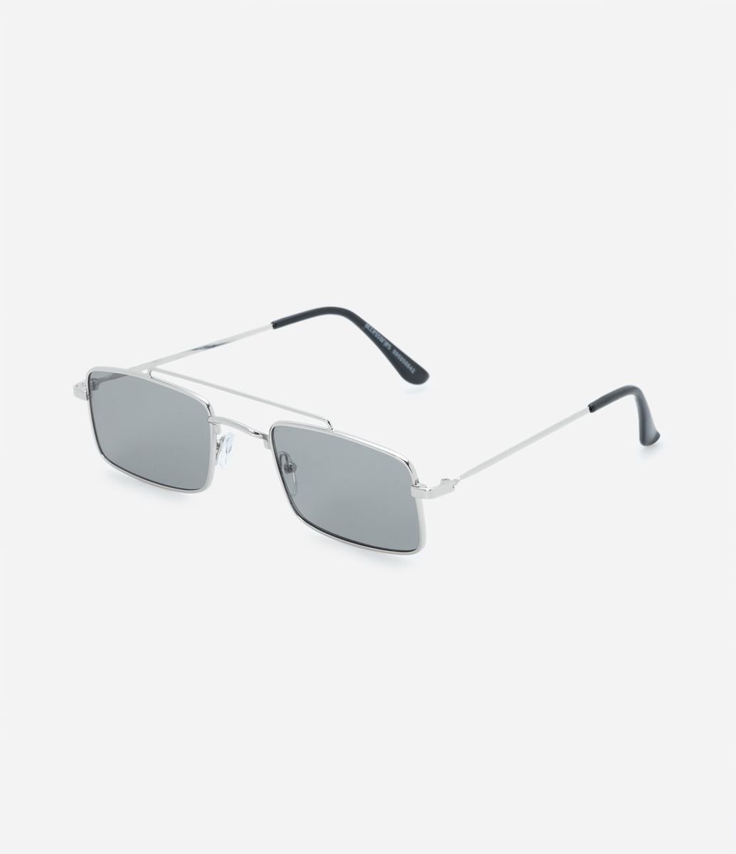 Oculos Retangular Óculos de Sol Slim Retangular com Ponte Dupla Prata - Renner