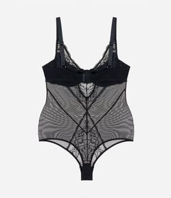 Body em Renda Floral com Transparência Curve & Plus Size