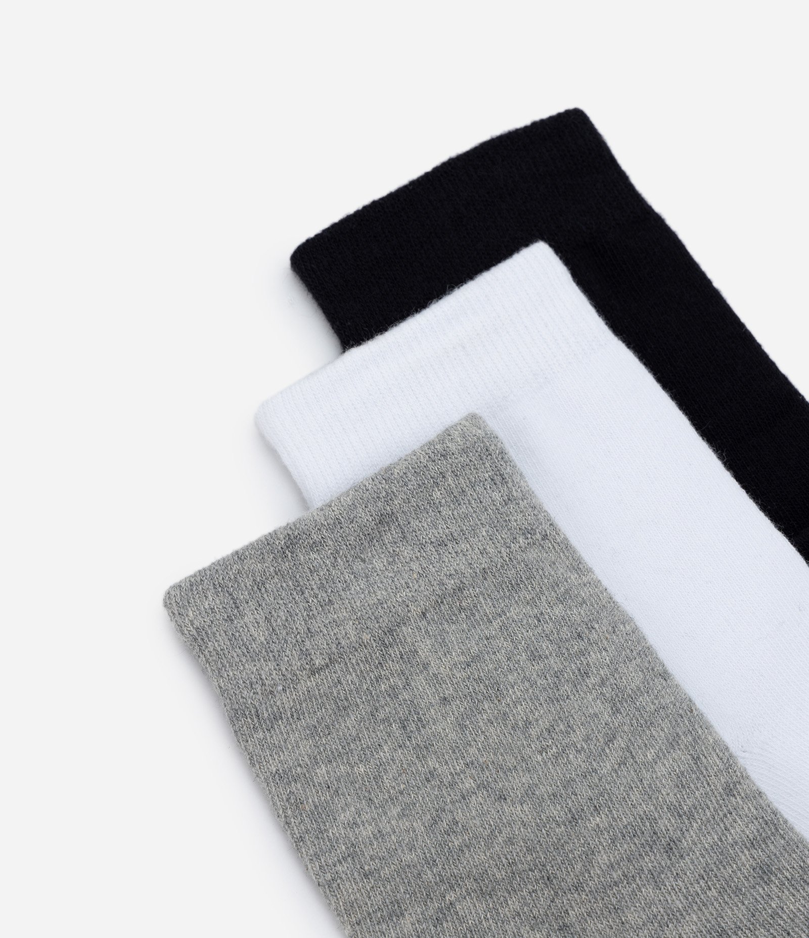 Kit 03 Meias Cano Médio em Algodão Seamless Preto/Branco/Cinza 4