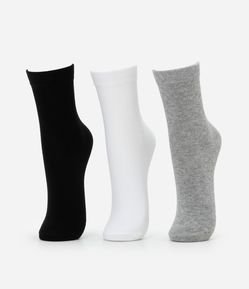 Kit 03 Meias Cano Médio em Algodão Seamless