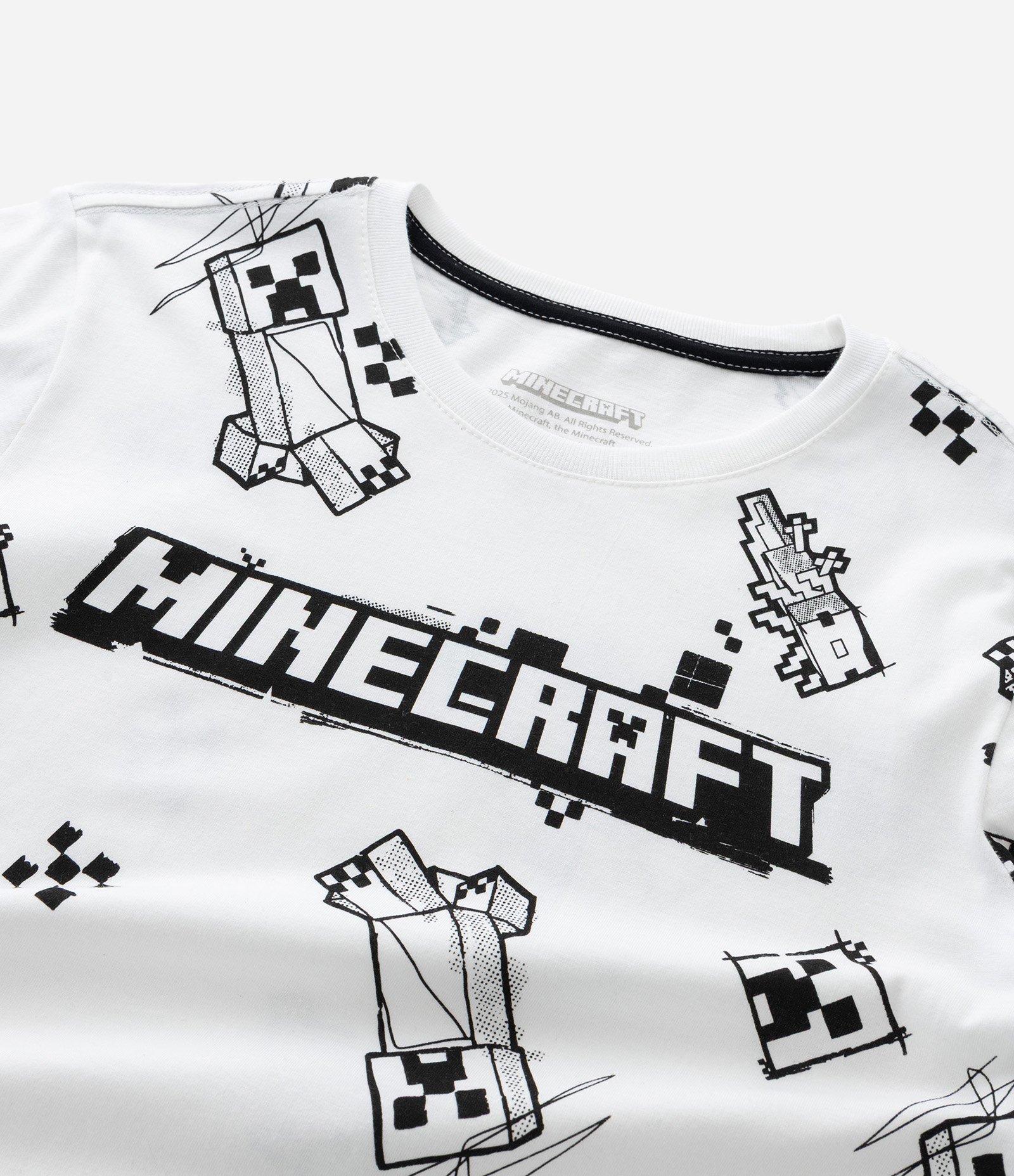 Camiseta Manga Longa Infantil com Estampa do Minecraft - Tam 6 a 14 anos Branco 5