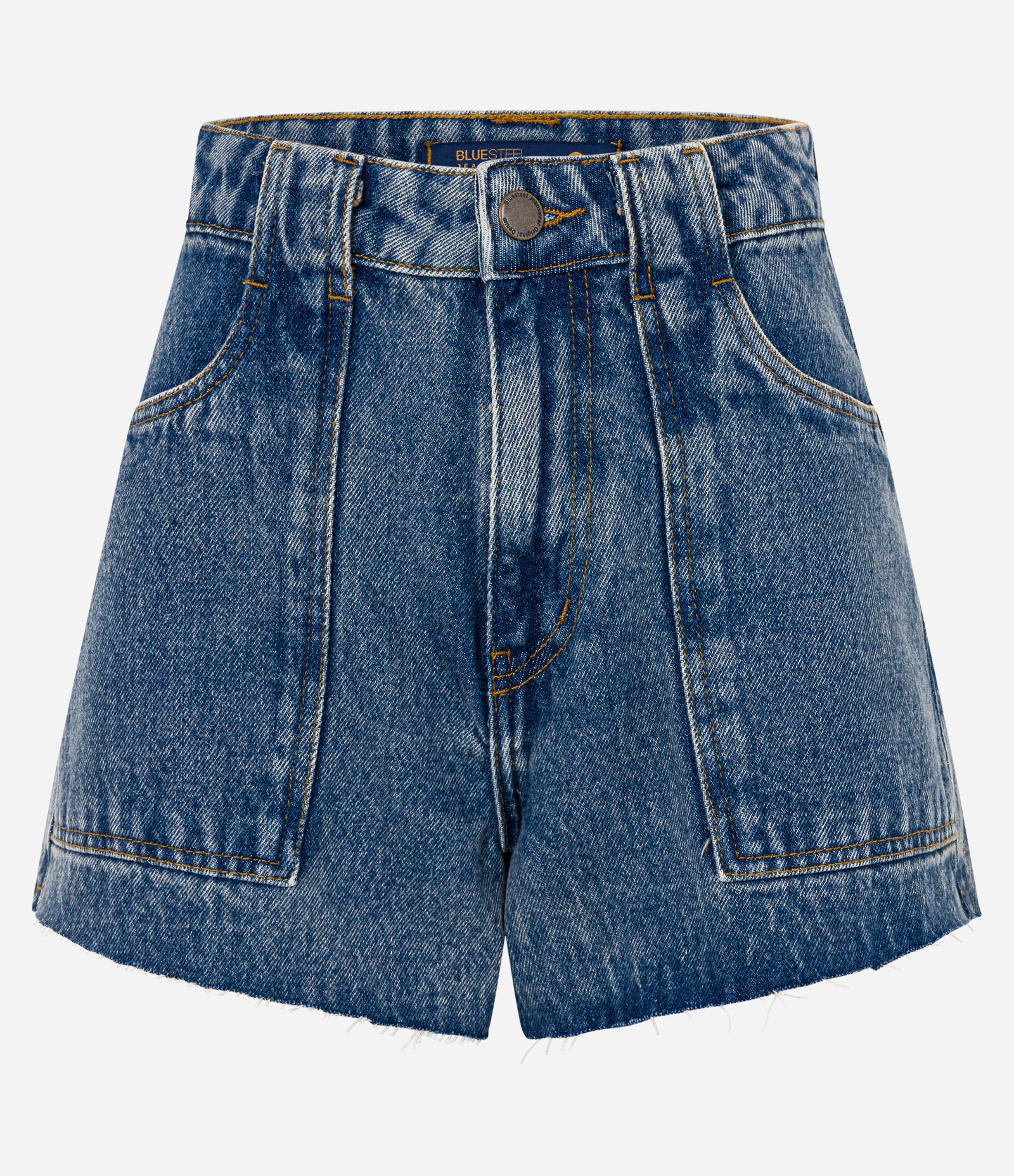 Short Cintura Alta em Jeans com Barra a Fio Azul 5