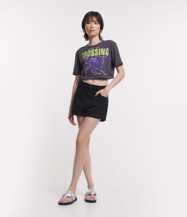 Short Jeans Liso SHORTS CINTURA ALTA JEANS BLACK ANCONA DETALHE CARPINTEIRO BSCFW24BER0278 