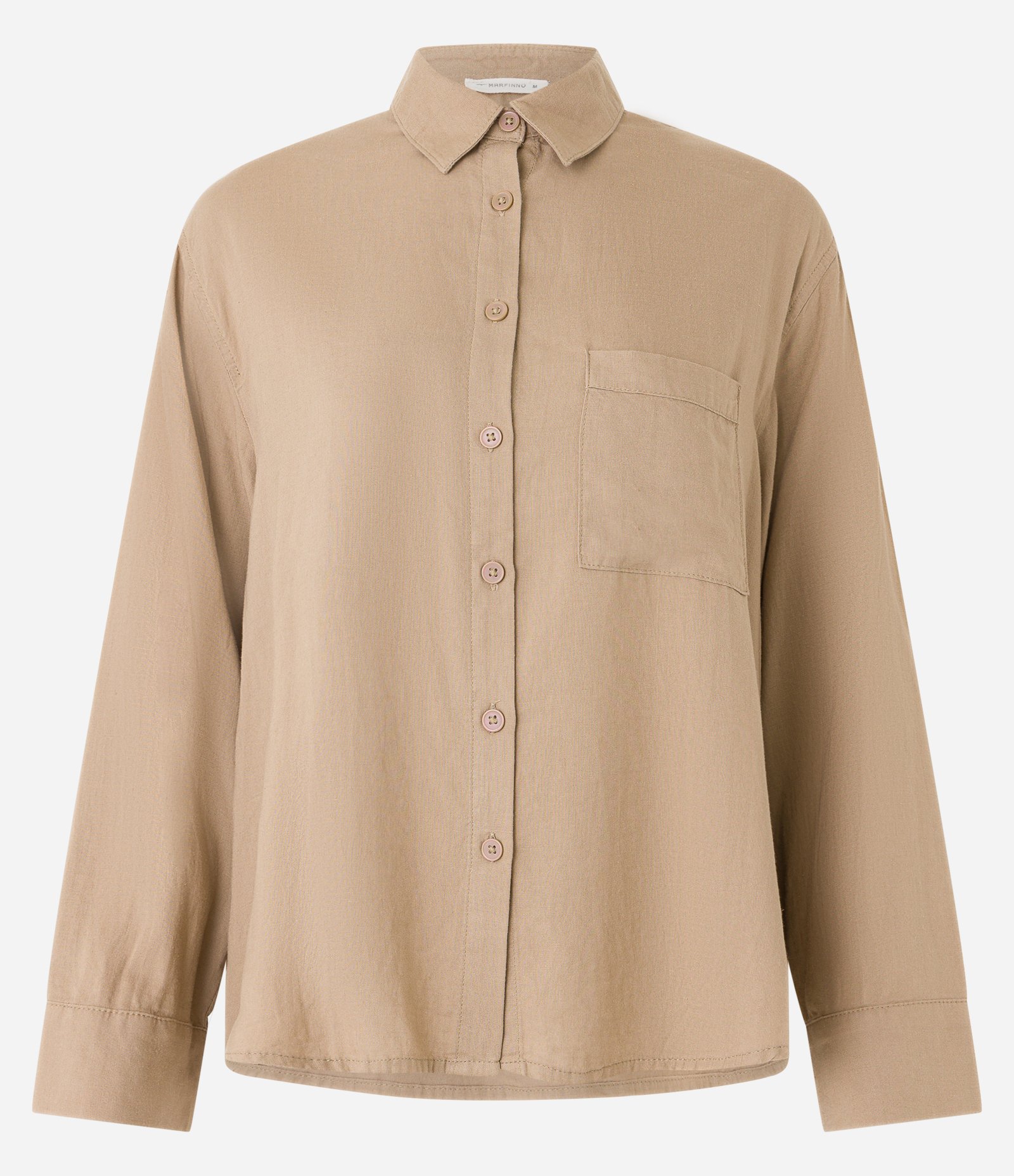Camisa em Viscolinho com Bolso e Abotoamento Bege 6