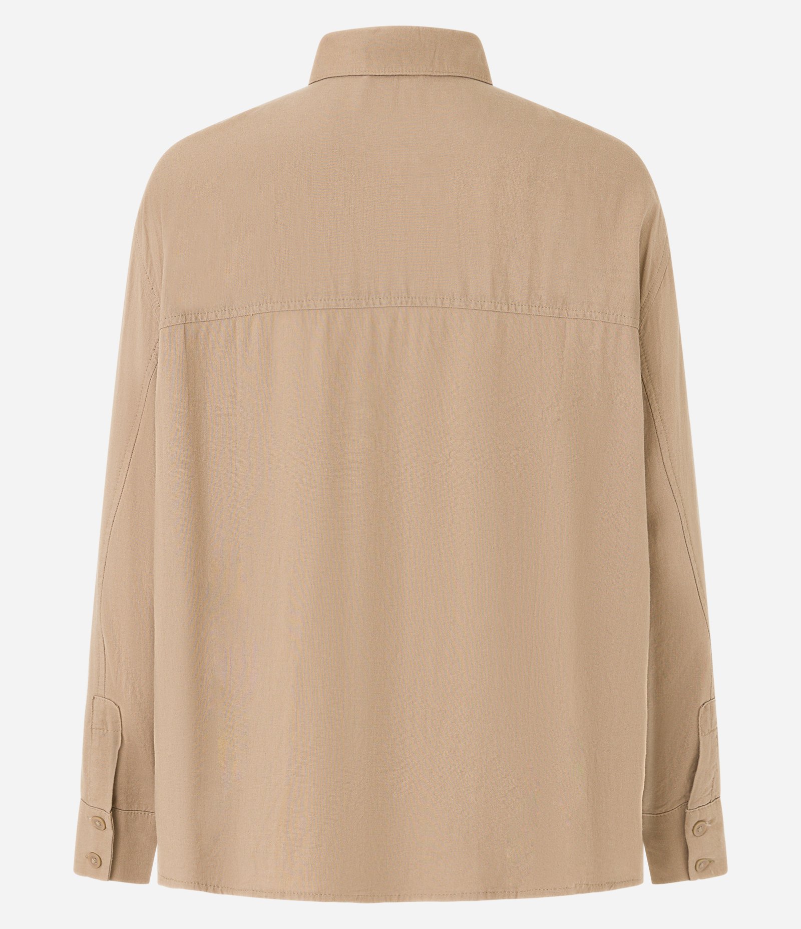 Camisa em Viscolinho com Bolso e Abotoamento Bege 7