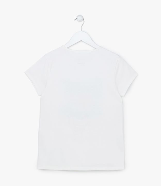 Camiseta Manga Curta Infantil com Estampa de Gatinho - Tam 5 a 14 anos Branco 2