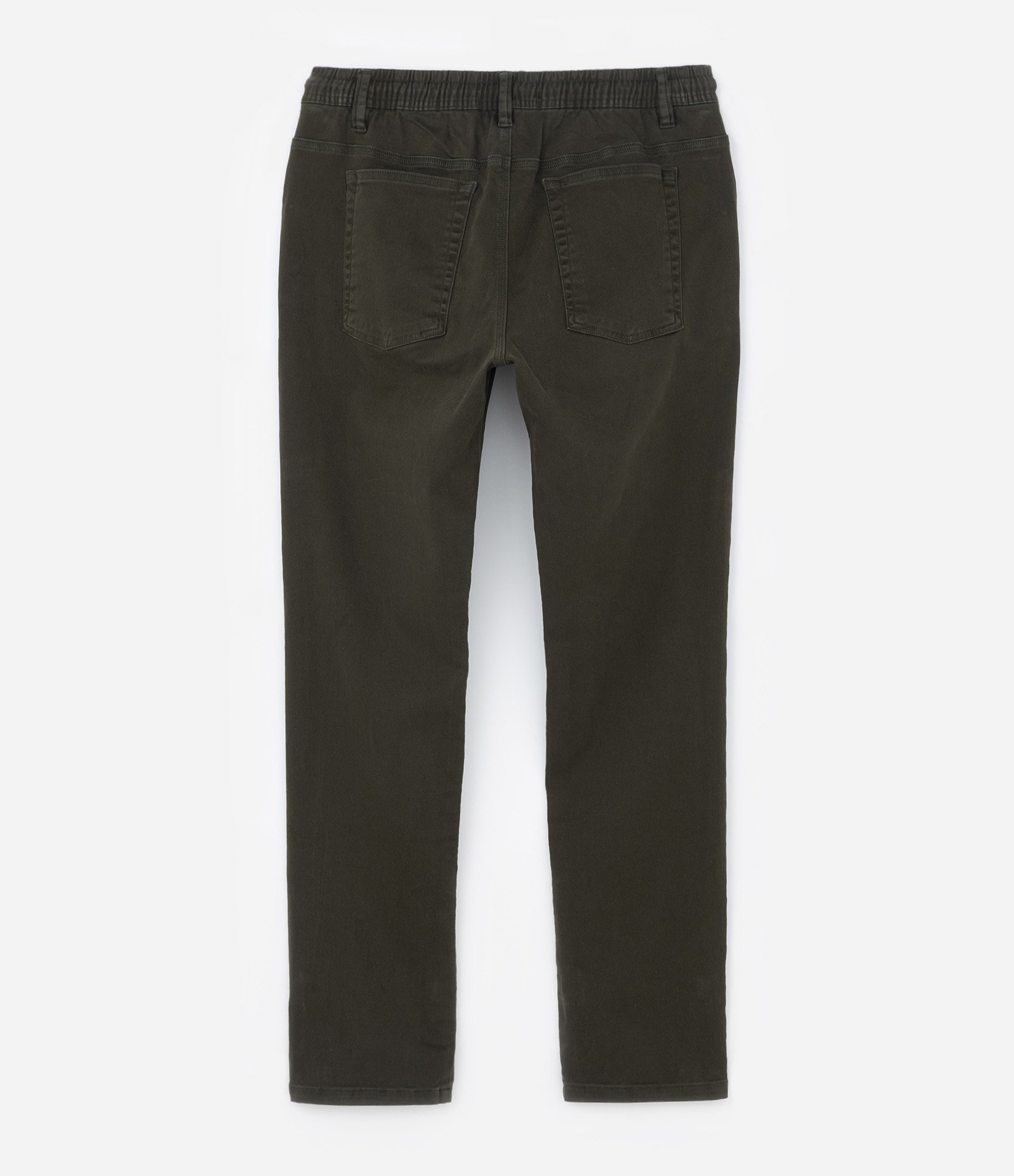 Calça Slim em Sarja com Elastano e Cós Elástico Verde Musgo 7