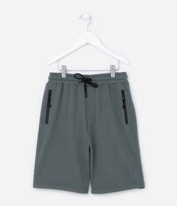 Bermuda Infantil em Moletom com Zíper nos Bolsos - Tam 5 a 14 anos