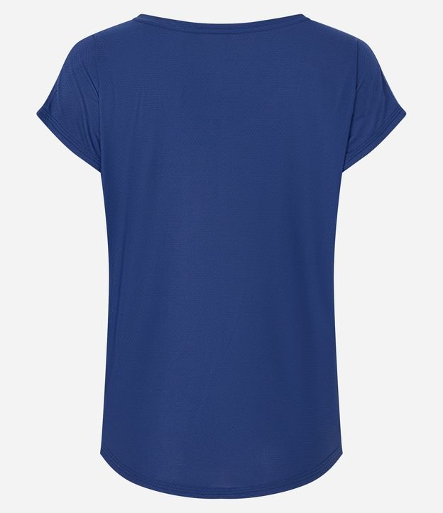 Camiseta Esportiva em Microfibra com Manga Curta Azul Médio 6