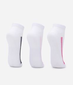 Kit 03 Meias Cano Baixo Sem Costura com Listras Contrastantes