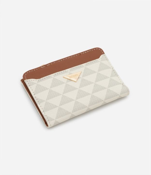 Carteira Envelope Pequena com Estampa de Triângulos Off White 1