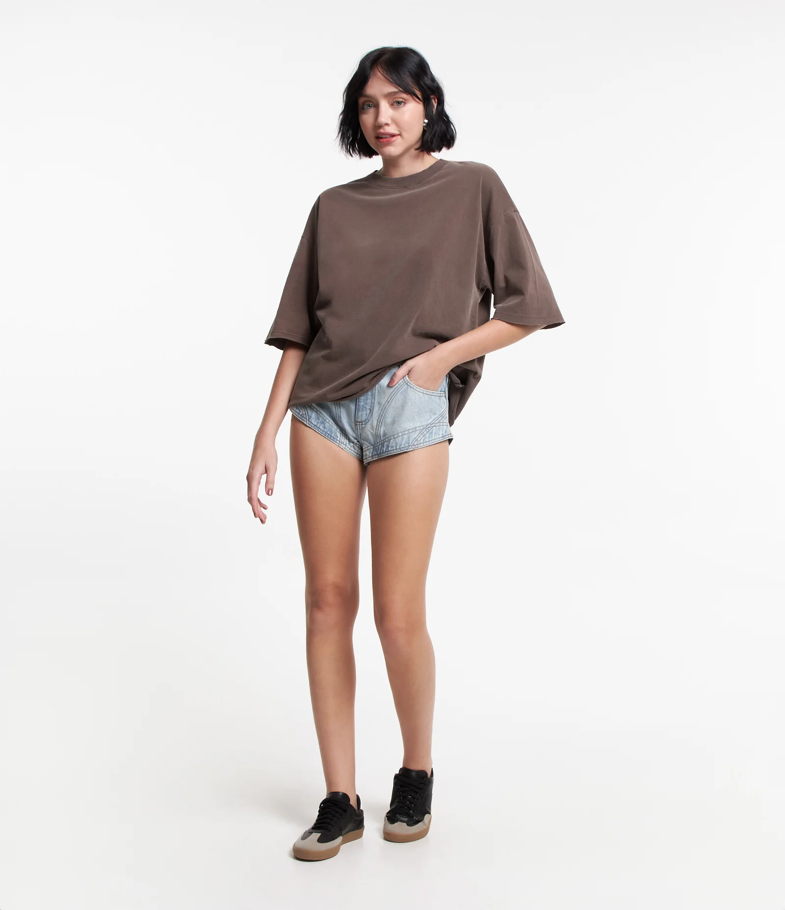 Short Cintura Alta em Jeans com Recortes Azul Claro 1