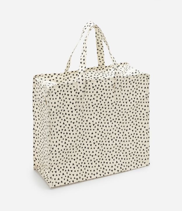 Sacola de Compras Grande com Estampa de Corações