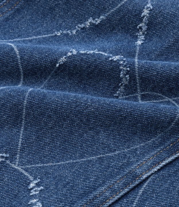 Jaqueta Cropped Infantil em Jeans com Estampa de Corações - Tam 5 a 14 anos Azul 3