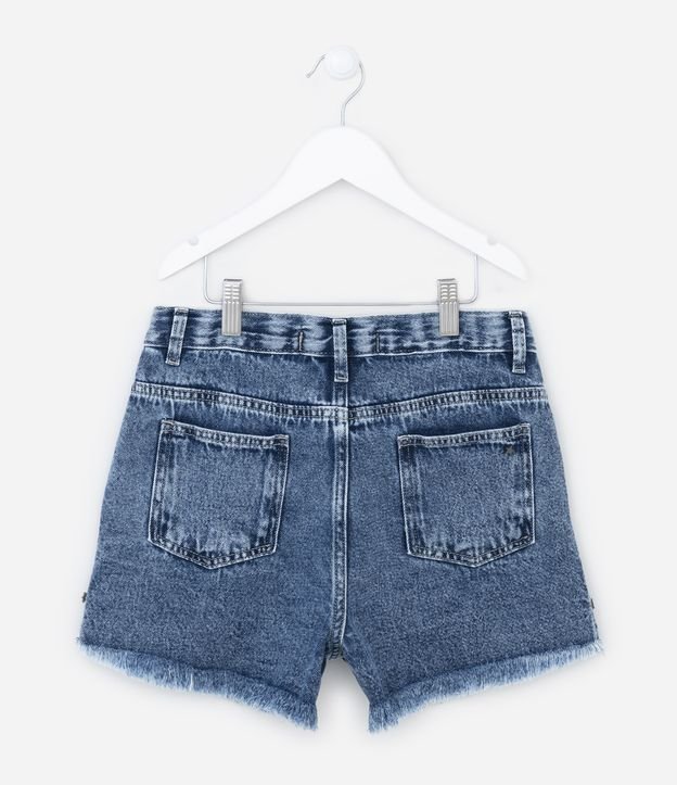 Short Jeans Infantil com Estrelas nas Laterais - Tam 5 a 14 anos Azul 2