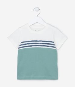Camiseta Manga Curta Infantil com Estampa Listrada - Tam 1 a 5 anos