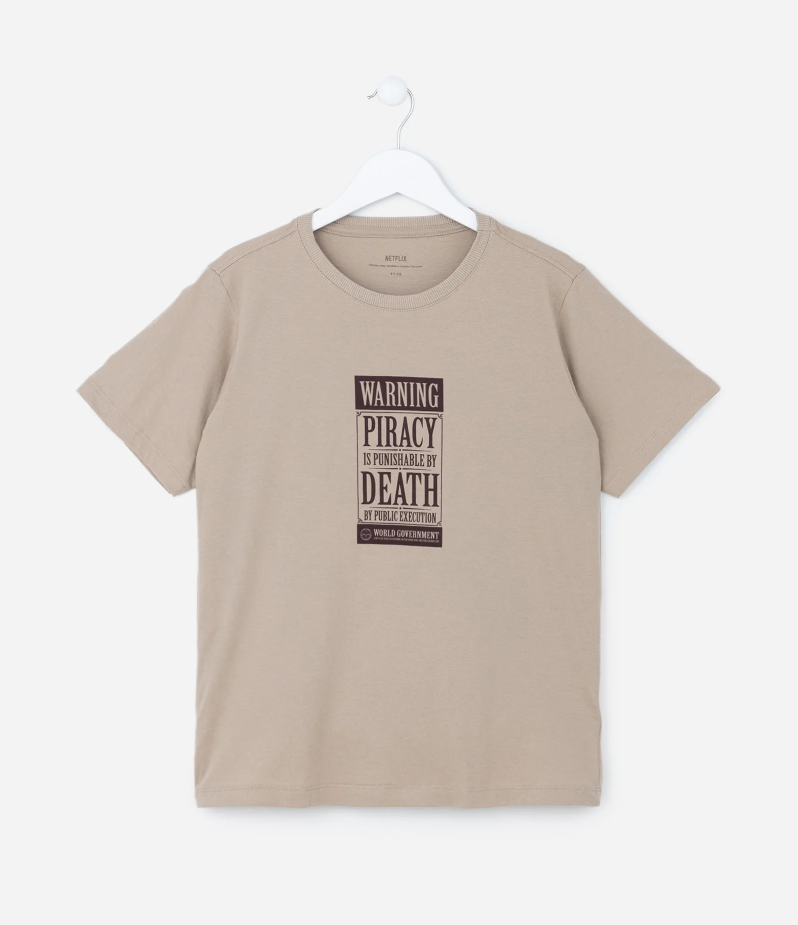 Camiseta Infantil com Estampa do Luffy do One Piece - Tam 5 a 14 anos Bege 1