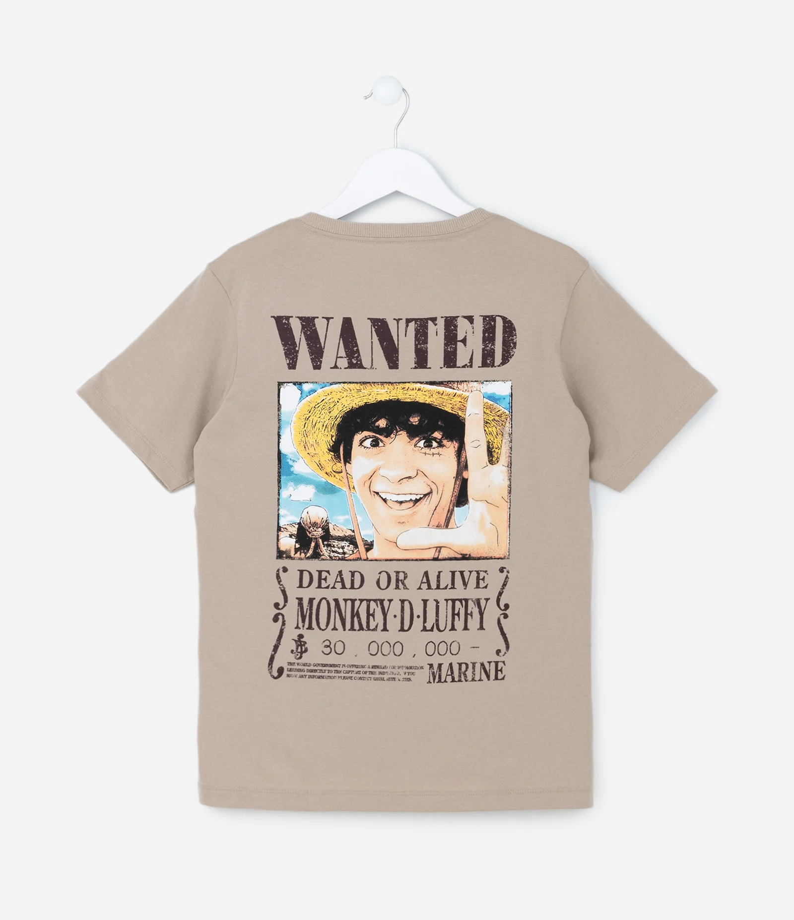Camiseta Infantil com Estampa do Luffy do One Piece - Tam 5 a 14 anos Bege 2