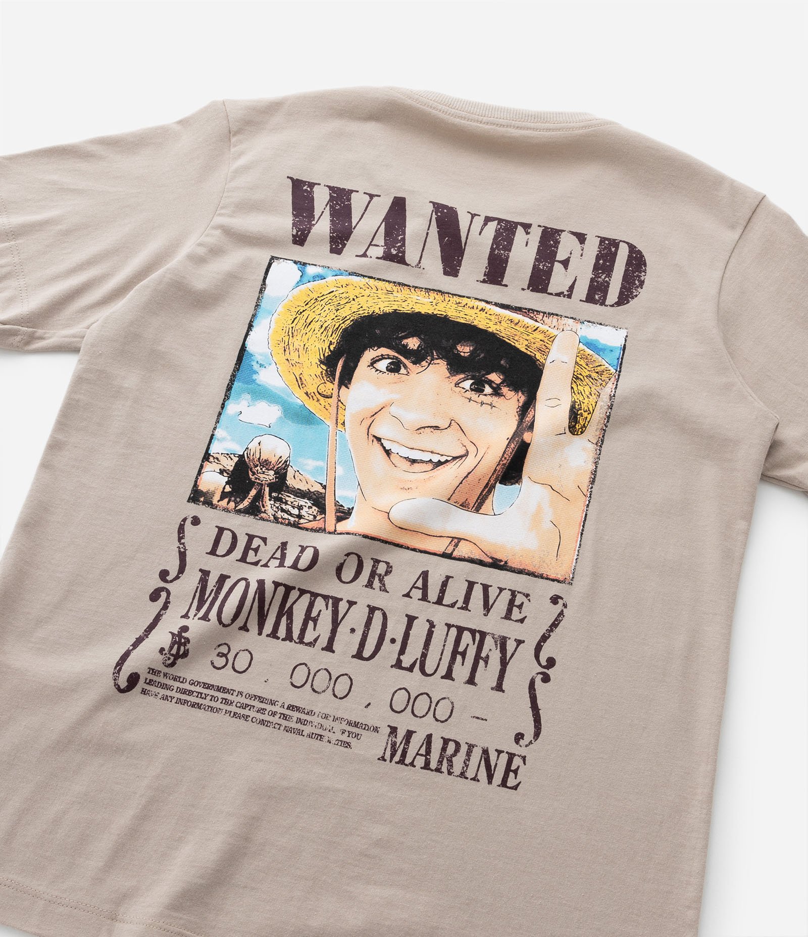 Camiseta Infantil com Estampa do Luffy do One Piece - Tam 5 a 14 anos Bege 4