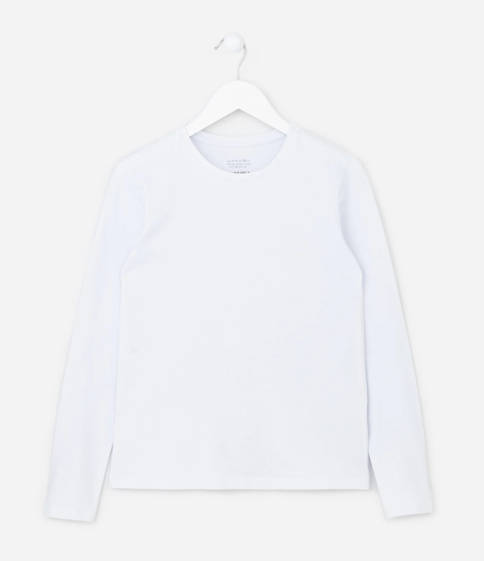 Camiseta Básico Infantil em Cotton - Tam 5 a 14 anos Branco 1